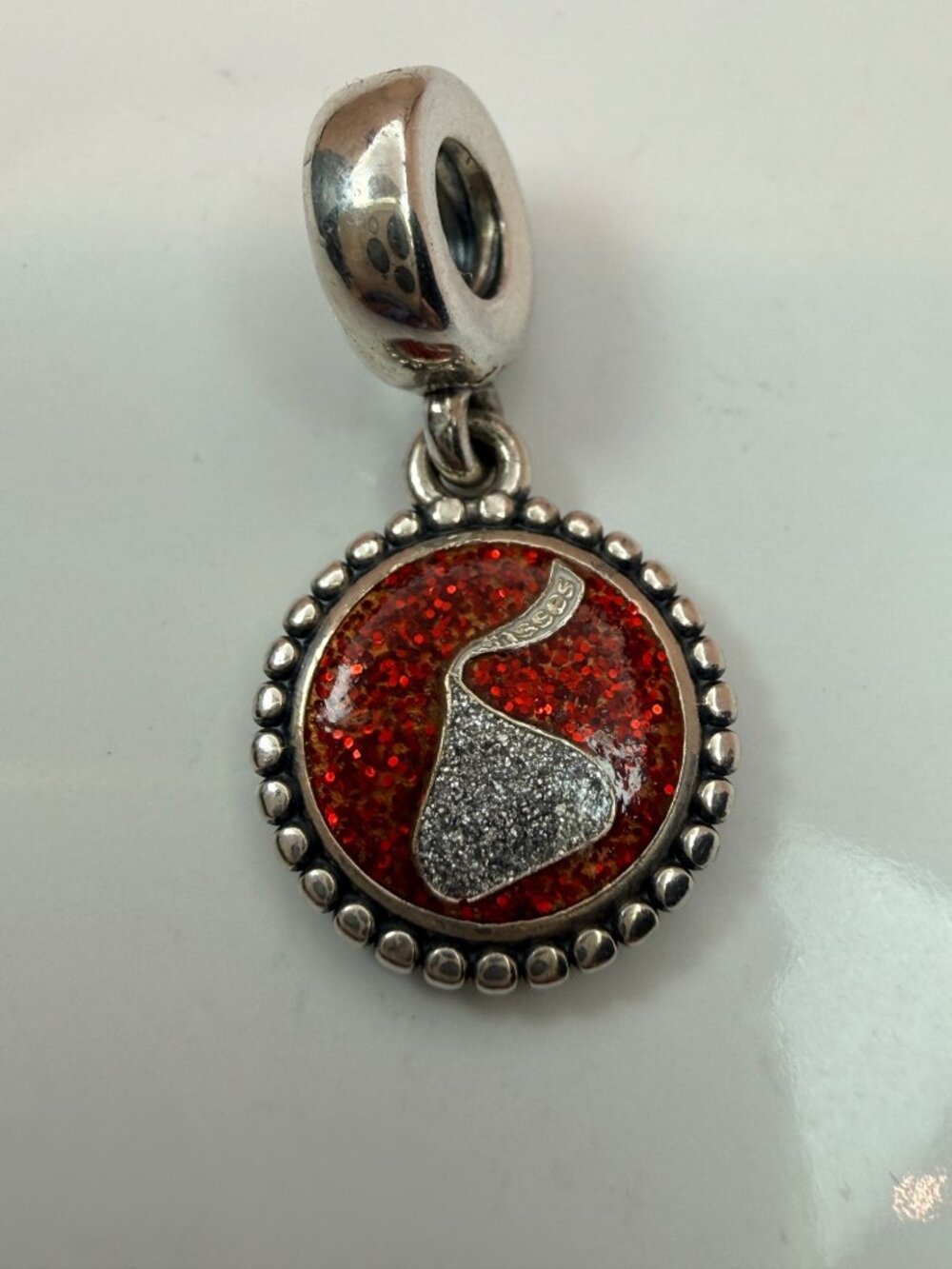 Pandora Hershey’s Kisses Red Glitter Dangle Charm S925 ALE Retired